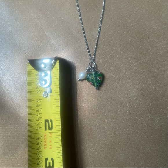 Millefiori Italian 💚 heart bead charm pendant necklace pearl multicolor floral - Picture 6 of 7